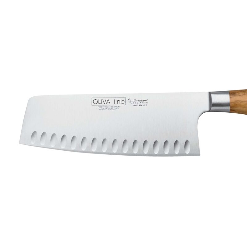 Rodensa 17cm Forged Chinese Chef Knife – Hollow Edge with Olive Wood Handle - Image 2