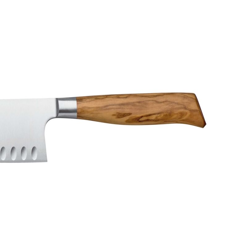Rodensa 17cm Forged Chinese Chef Knife – Hollow Edge with Olive Wood Handle - Image 3