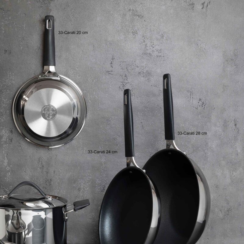 Rodensa 24cm Titanium Diamond Non-Stick Stainless Steel Frying Pan with Silicone Handle - Image 3