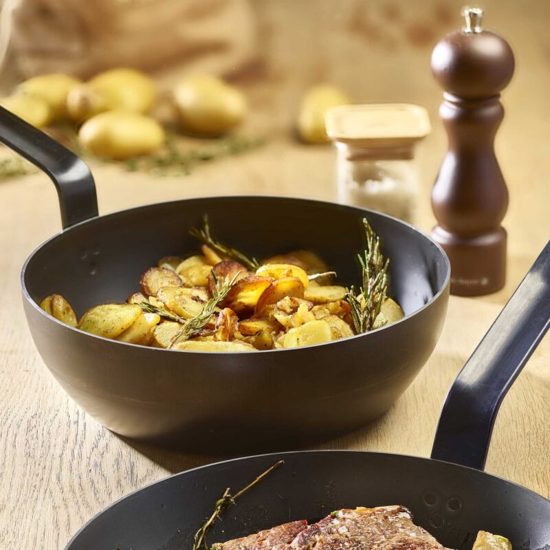 Rodensa 24cm Blue Carbon Steel Frying Pan – High-Edge Iron Skillet - Image 2